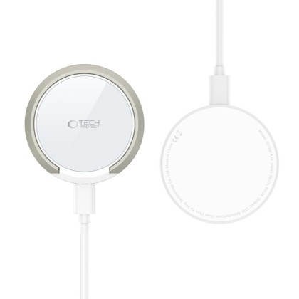 Безжично зарядно 15W с MagSafe и Qi отTech-Protect QI15W-A33 - Бяло