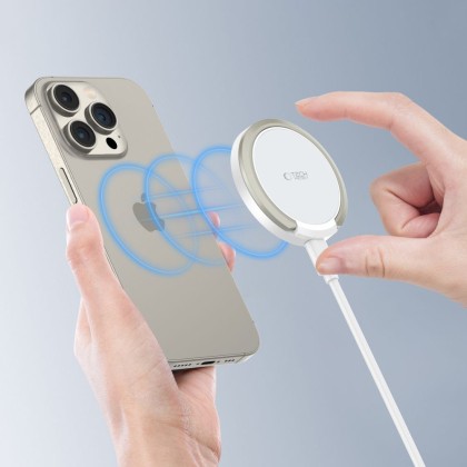 Безжично зарядно 15W с MagSafe и Qi отTech-Protect QI15W-A33 - Бяло