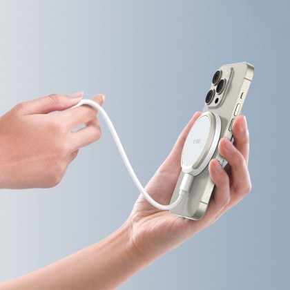 Безжично зарядно 15W с MagSafe и Qi отTech-Protect QI15W-A33 - Бяло