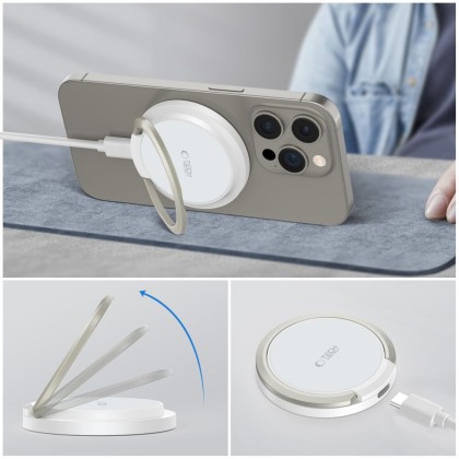 Безжично зарядно 15W с MagSafe и Qi отTech-Protect QI15W-A33 - Бяло