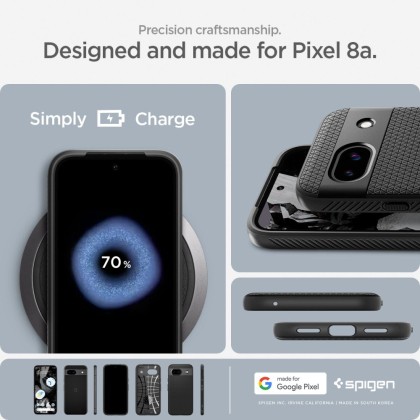 Силиконов кейс за Google Pixel 8a от Spigen Liquid Air - Черен мат