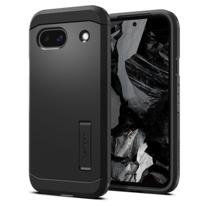 Удароустойчив, твърд кейс за Google Pixel 8a от Spigen Tough Armor - Черен