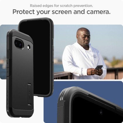 Удароустойчив, твърд кейс за Google Pixel 8a от Spigen Tough Armor - Черен