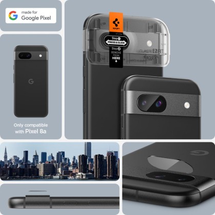 2 броя комплетки от протектори за обектви на камерата на Google Pixel 8a от Spigen Optik Tr - Прозрачен