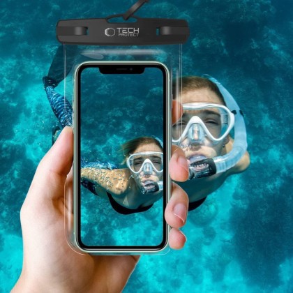 TECH-PROTECT UWC7 UNIVERSAL WATERPROOF CASE BLACK/ORANGE