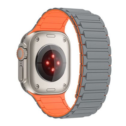 Силиконова каишка за Apple Watch 4/5/6/7/8/9/SE/Ultra 1-2 (42/44/45/49 mm) от Tech-Protect Iconband Magnetic - Titanium / Оранжева