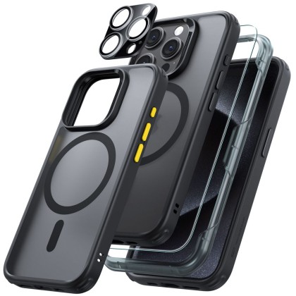 Комплект кейс с протектор за дисплей и камера на iPhone 15 Pro Max от ESR Classic Pro Set Lalolock MagSafe - Frosted black