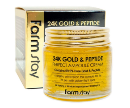 Крем и ампула 2в1 за лице със злато, пептиди и пчелно млечице от FarmStay 24K Gold & Peptide Perfect Ampoule Cream