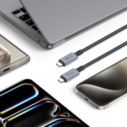 Кабел USB -C / USB-C 4.0 240W Power Delivery и поддръжка на 8K 100см – Tech-Protect Ultraboost Max - Сив