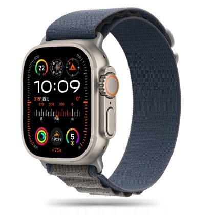 Текстилна каишка за Apple Watch 4/5/6/7/8/9/SE/ Ultra 1-2 (42/44/45/49 mm) от Tech-Protect Nylon Pro - Navy / Grey