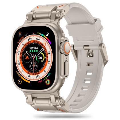 Силиконова каишка за Apple Watch 6/7/8/9/10/SE/ Ultra 1-2 (44/45/46/49 mm) от Tech-Protect Delta Pro - Starlight/Titanium