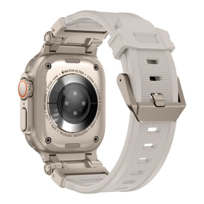 Силиконова каишка за Apple Watch 6/7/8/9/10/SE/ Ultra 1-2 (44/45/46/49 mm) от Tech-Protect Delta Pro - Starlight/Titanium