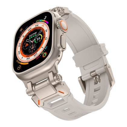 Силиконова каишка за Apple Watch 6/7/8/9/10/SE/ Ultra 1-2 (44/45/46/49 mm) от Tech-Protect Delta Pro - Starlight/Titanium