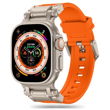 Силиконова каишка за Apple Watch 6/7/8/9/10/SE/ Ultra 1-2 (44/45/46/49 mm) от Tech-Protect Delta Pro - Orange/Titanium