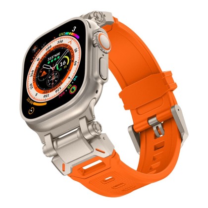 Силиконова каишка за Apple Watch 6/7/8/9/10/SE/ Ultra 1-2 (44/45/46/49 mm) от Tech-Protect Delta Pro - Orange/Titanium