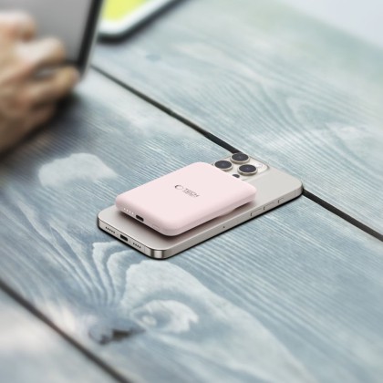 Преносима батерия Power Bank с MagSafe 5 000 mAh от Tech-Protect PB10 LifeMag 15W - Розова