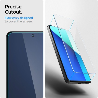 2 броя стъклени протектори за дисплей на Xiaomi Redmi Note 13 4G/LTE от Spigen Glass Tr. Slim - Прозрачни