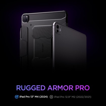 Удароустойчив калъф за iPad Pro 7 (13" 2024) от Spigen Rugged Armor Pro - Черен