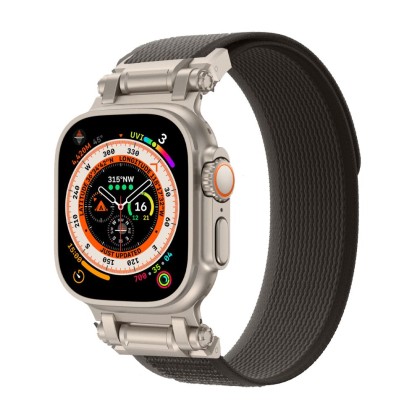 Текстилна каишка за Apple Watch 4/5/6/7/8/9/SE/Ultra 1-2 (42/44/45/49 mm) от Tech-Protect Nylon Delta - Черен / Оранжев