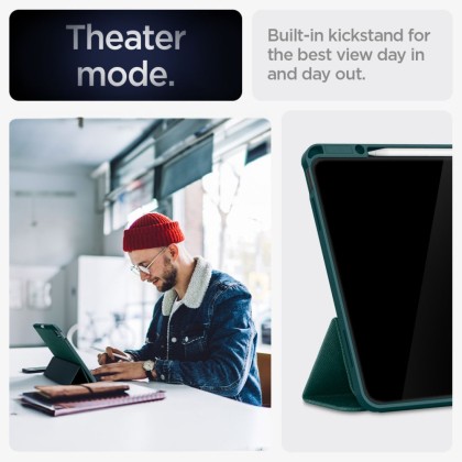 Текстителн калъф за iPad Air 13" (2024) от Spigen Urban Fit - Midnight Green