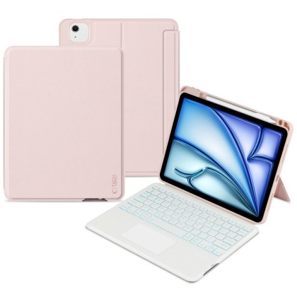 Калъф с bluethoot клавиатура за iPad Air 4 (2020) / 5 (2022) / 6 (11" 2024) от Tech-protect ScMag Pen - Розов