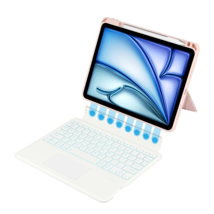 Калъф с bluethoot клавиатура за iPad Air 4 (2020) / 5 (2022) / 6 (11" 2024) от Tech-protect ScMag Pen - Розов