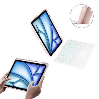 Калъф с bluethoot клавиатура за iPad Air 4 (2020) / 5 (2022) / 6 (11" 2024) от Tech-protect ScMag Pen - Розов