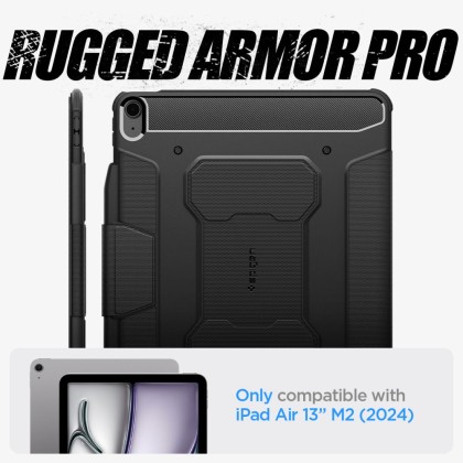 Удароустойчив калъф за iPad Pro 13" (2024) от Spigen Rugged Armor Pro - Черен