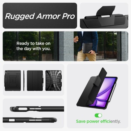 Удароустойчив калъф за iPad Pro 13" (2024) от Spigen Rugged Armor Pro - Черен