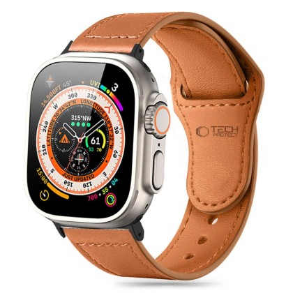 Каишка от естествена кожа за Apple Watch 6/7/8/9/10/SE/Ultra 1-2 (44/45/46/49 mm) от Tech-Protect Naturalfit - Кафява