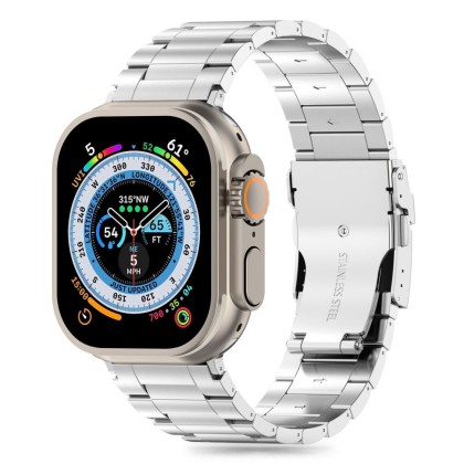 Стоманена верижка за Apple Watch 4//5/6/7/8/9/SE/ Ultra 1-2 (42/44/45/49 mm) от Tech-Protect Stainless Pro - Сребриста