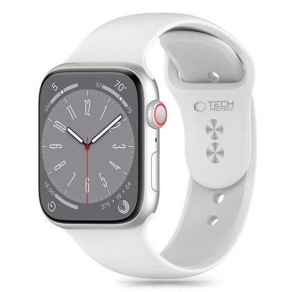 Силиконова каишка за Apple Watch 6 / 7 / 8 / 9 / 10 / SE (40/41/42 mm) от Tech-Protect Silicone - Бяла