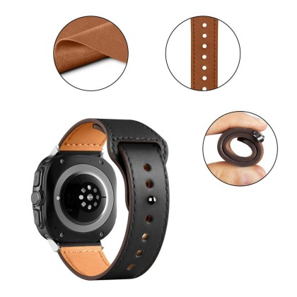 Кожена каишка за Samsung Galaxy Watch Ultra (47mm) от Tech-Protect Leatherfit - Черен