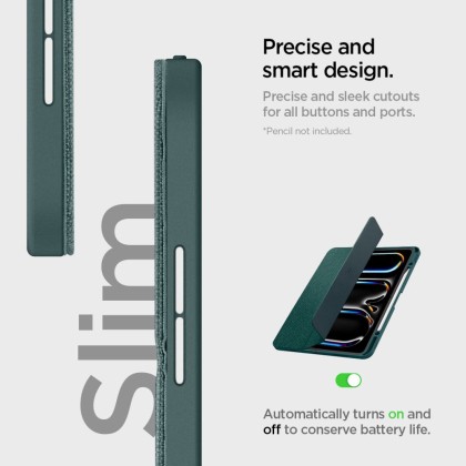 Текстителн калъф за iPad Pro 7 (13" 2024) от Spigen Urban Fit - Midnight Green