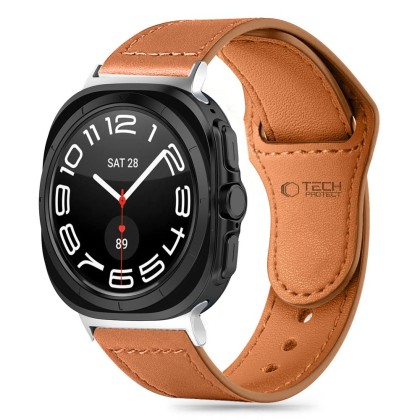 Кожена каишка за Samsung Galaxy Watch Ultra (47mm) от Tech-Protect Leatherfit - Кафява