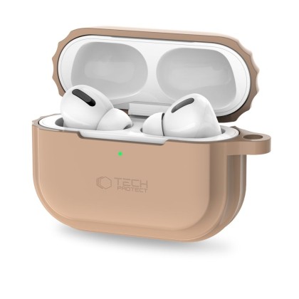 Силиконов кейс с ремък за AirPods Pro 1 / 2 от Tech Protect Silicone Rope - Cafe Latte