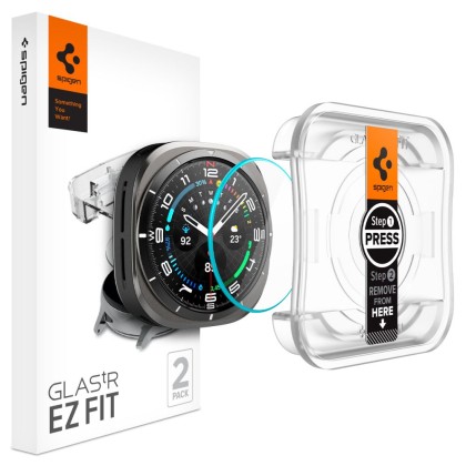 2 броя стъклени протектори за Samsung Galaxy Watch Ultra (47mm) от Spigen Glas.TR EZ-Fit 2-pack - Прозрачни