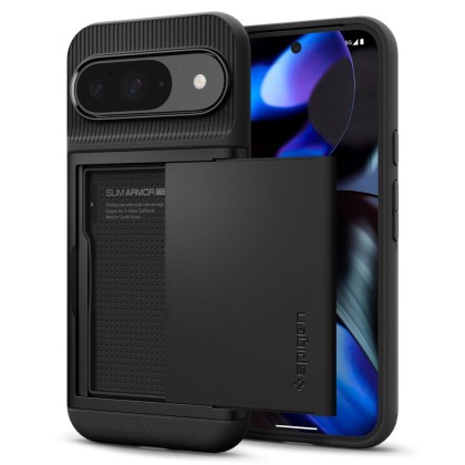 Твърд кейс за Google Pixel 9 / 9 Pro от Spigen Slim Armor CS - Черен