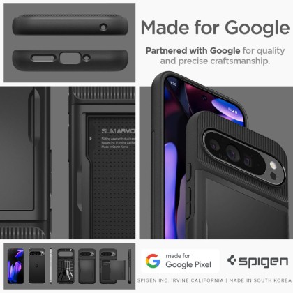 Твърд кейс за Google Pixel 9 Pro XL от Spigen Slim Armor CS - Черен