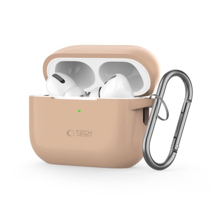 Силиконов калъф за слушалки Apple AirPods Pro 1 / 2 от Tech-Protect Silicone Hook - Cafe Latte