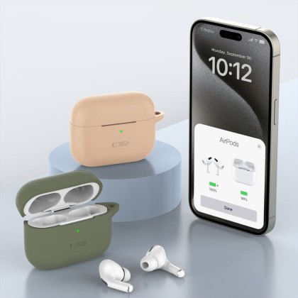 Силиконов калъф за слушалки Apple AirPods Pro 1 / 2 от Tech-Protect Silicone Hook - Cafe Latte