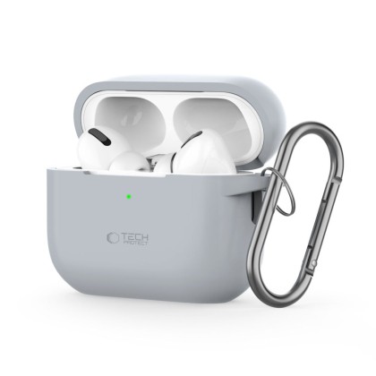 Силиконов калъф за слушалки Apple AirPods Pro 1 / 2 от Tech-Protect Silicone Hook - Crayon Grey