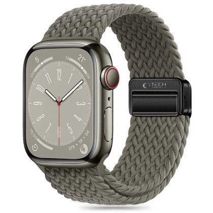 Найлонова каишка за Apple Watch 6 / 7 / 8 / 9 / 10 / SE / Ultra 1/2 (44/45/46/49 mm) от Tech-Protect Nylonmag - Olive Grey