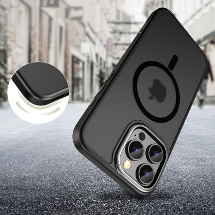 Кейс с MagSafe за iPhone 16 Pro Max от Tech-Protect MagEdge - Black Matte / Gunmetal