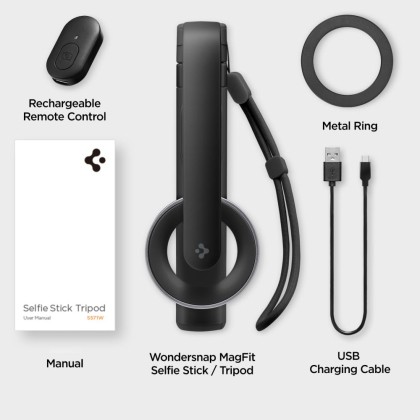 Магнитен селфи стик и статив с MagSafe и Bluetooth от Spigen S571W - Черен