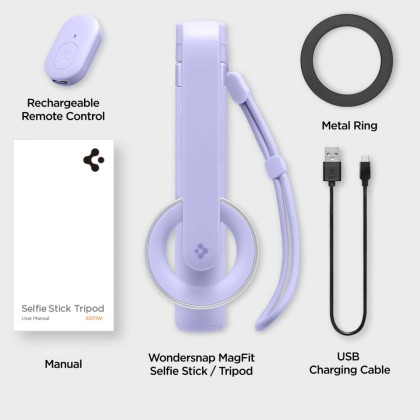Магнитен селфи стик и статив с MagSafe и Bluetooth от Spigen S571W - Lavender