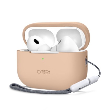 Силиконов кейс за слушалки Apple AirPods Pro 1 / 2 от Tech-Protect Silicone - Caffe Latte