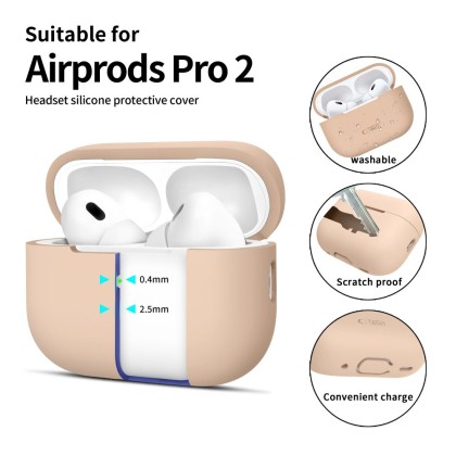 Силиконов кейс за слушалки Apple AirPods Pro 1 / 2 от Tech-Protect Silicone - Caffe Latte