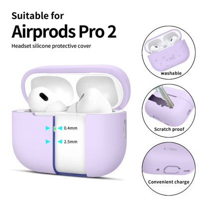 Силиконов кейс за слушалки Apple AirPods Pro 1 / 2 от Tech-Protect Silicone - Lavender