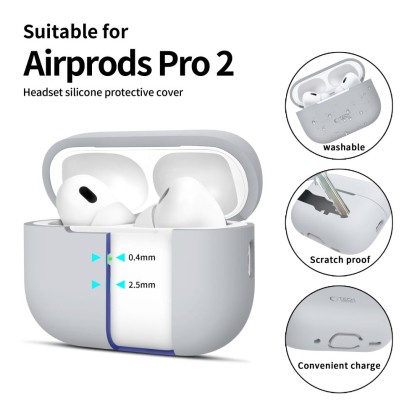 Силиконов кейс за слушалки Apple AirPods Pro 1 / 2 от Tech-Protect Silicone - Crayon Grey